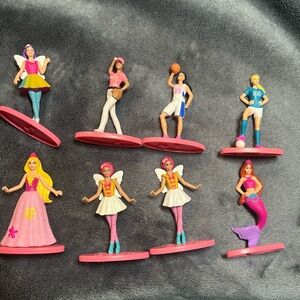 Lot of 8 Mattel Mini Barbies Toy Figures Princess Mermaid Baseball Soccer Fairy